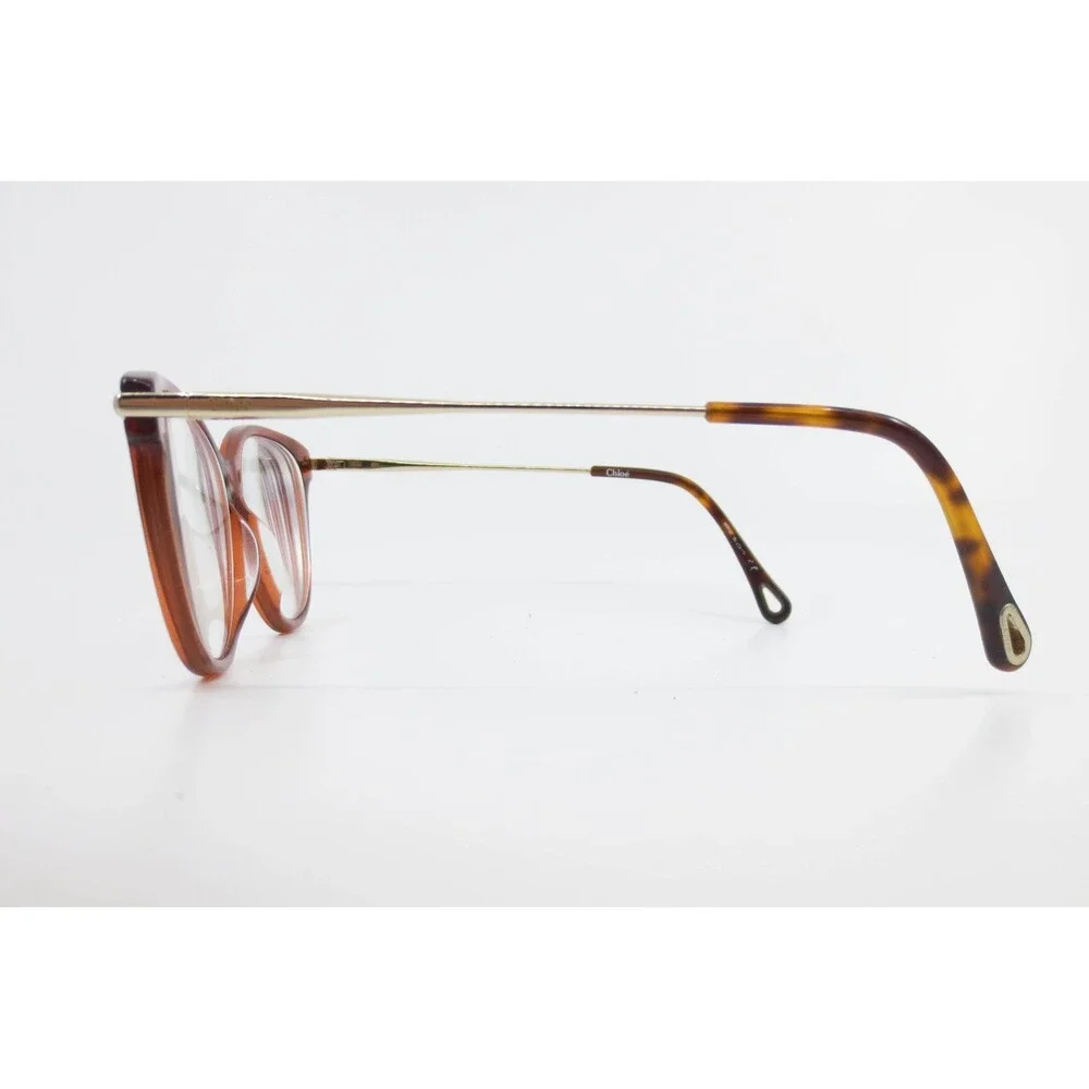 Chloe CP0058O 006 Brown Cat Eye Eyeglasses Gold Metal Temples 53-17-145 Womens